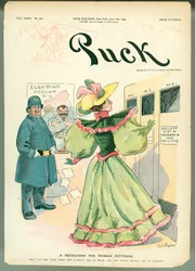 Una schiacciata per il suffragio femminile, copertina della rivista Puck, 6 giugno 1894